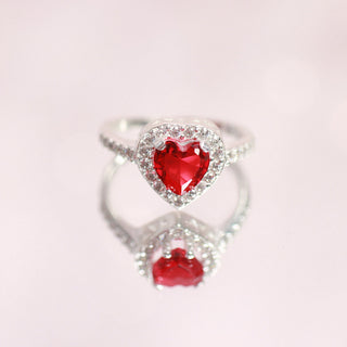 Anillo Promesa Corazon Rojo Plata 925