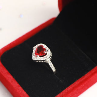 Anillo Promesa Corazon Rojo Plata 925