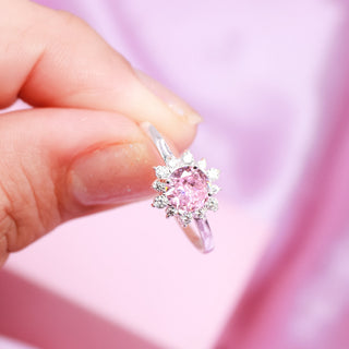 Anillo Promesa Flor Pink Plata 925