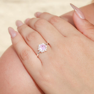 Anillo Promesa Flor Pink Plata 925