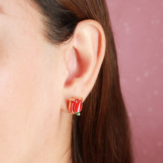 Aretes Rosa Roja Acero