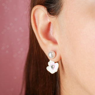 Aretes Rosa con Perla y Zirconia