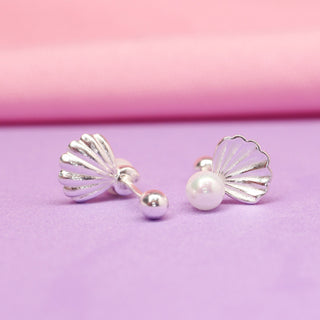 Aretes Concha con Perlas Plata 925