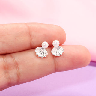 Aretes Concha con Perlas Plata 925