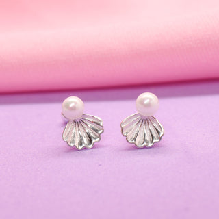 Aretes Concha con Perlas Plata 925