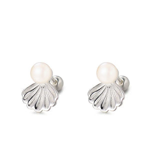 Aretes Concha con Perlas Plata 925