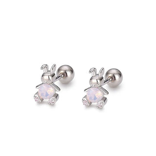 Aretes Conejito Tornasol Plata 925