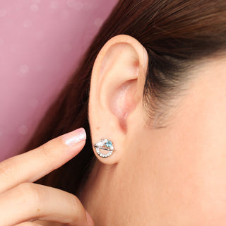 Aretes Saturno Azul Con Zirconia