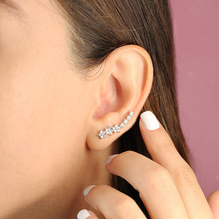 Aretes Trepadores Florecitas de Cristal