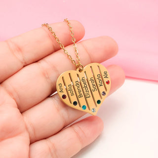 Collar Personalizado de Corazón Love Family