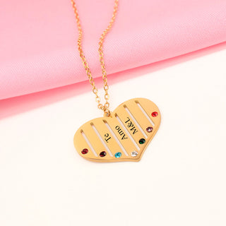 Collar Personalizado de Corazón Love Family