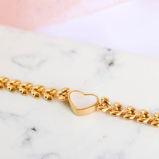 Pulsera Corazón Blanco Gold